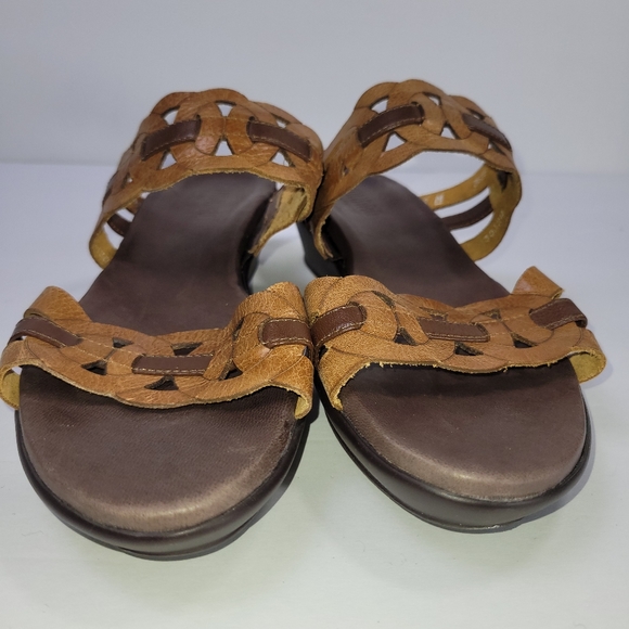 Munro American Walking Wedge Chunky Circle Strap Flat Slide In Sandle Shoe Sz 8 - Picture 6 of 13